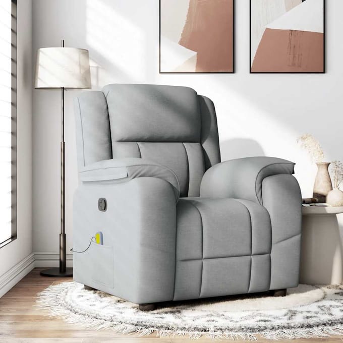 Vidaxl Klapbare Massagestoel, Lichtgrijs, Bekleed met Stof