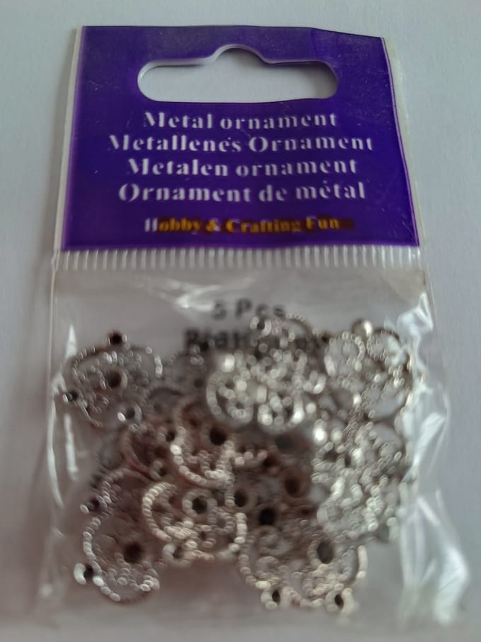 Metal ornament figuur bloemen 5 Pcs per zakje