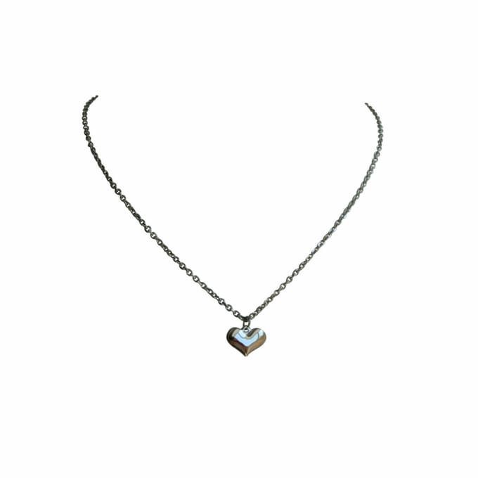 FlowJewels - schakel ketting - hart - staal - zilver kleurig