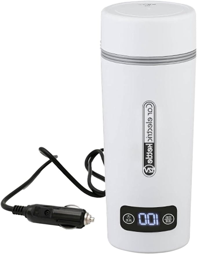 Auto Waterkoker - Reis Ketel - Warme Dranken Onderweg - Intelligente Temperatuurregeling - 450ml Capaciteit - Wit