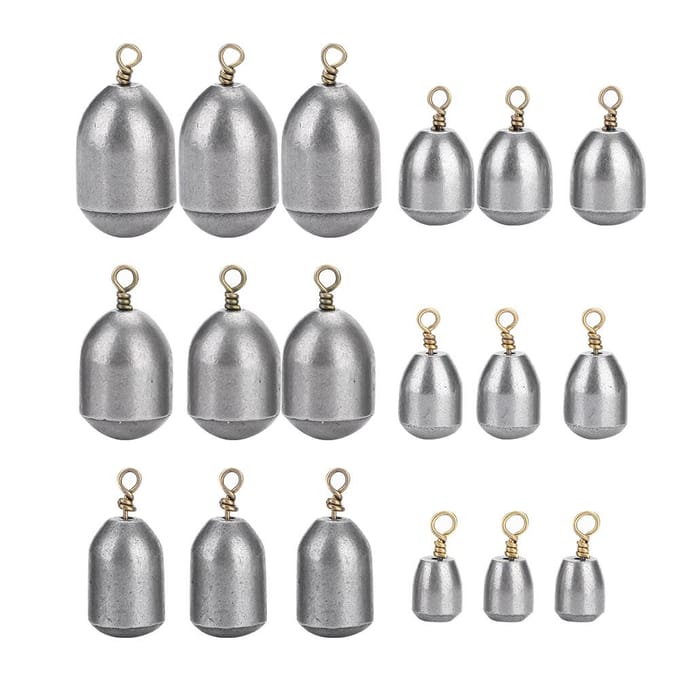18pcs Poids de Pêche Écologique en Fer Outil de Lancer de Poisson Set avec Boîte gray