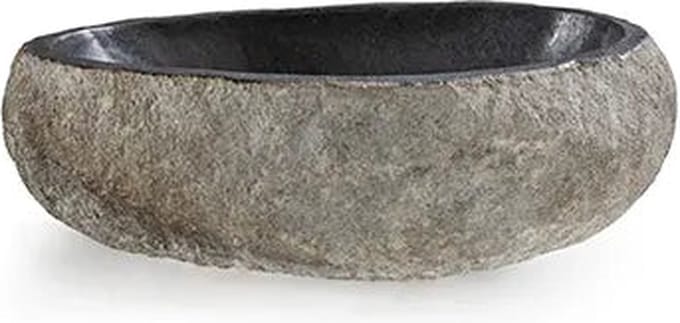 Riviersteen waskom ovaal grijs 45×40×15 cm – Torvigo