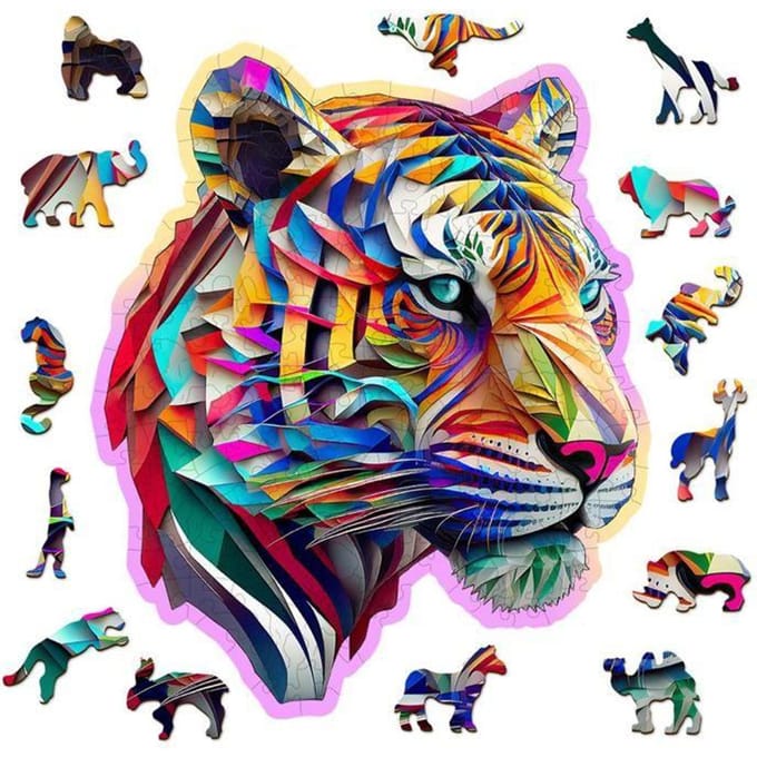 Puzzel - Kleurrijke tijger - Hout - 150st.