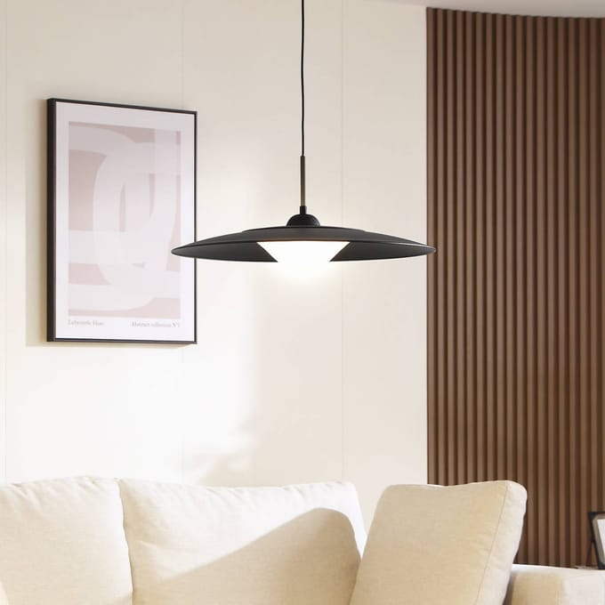 Lucande LED hanglamp Foco, zwart, metaal, Ø 50 cm