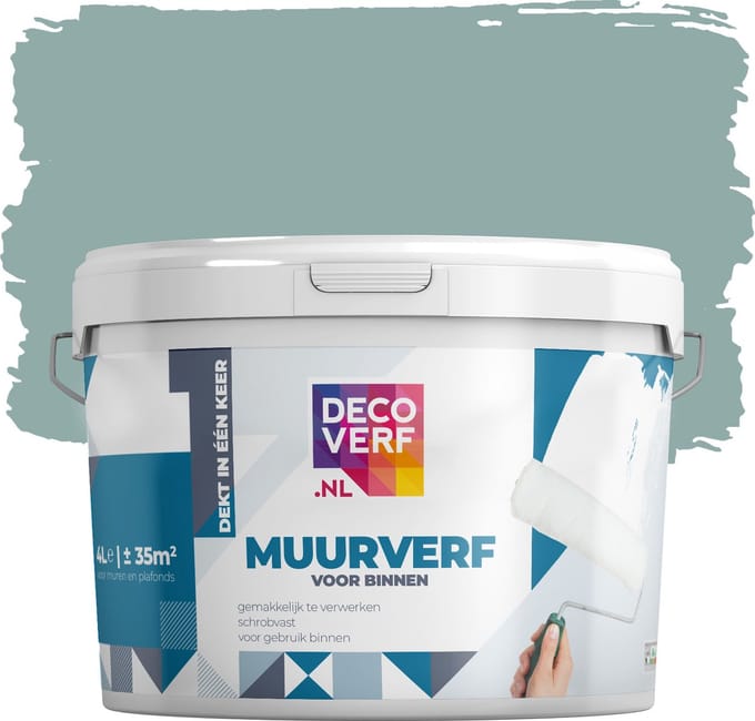 Decoverf muurverf mat leigroen, 4L