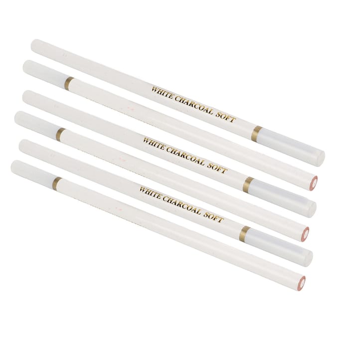 6 stuks Wit Houtskoolpotlood Niet Giftig Milieuvriendelijk Schets Zacht Medium Hard Hoogglans white
