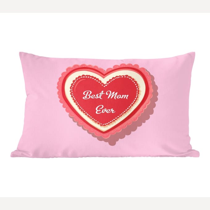 Sierkussens - Kussentjes Woonkamer - 60x40 cm - Tekst - Hartje - Moeder - Roze