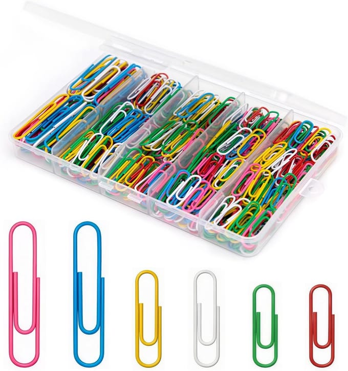 Solidchoice - Set van 400 Kleurige Paperclips in 3 Maten