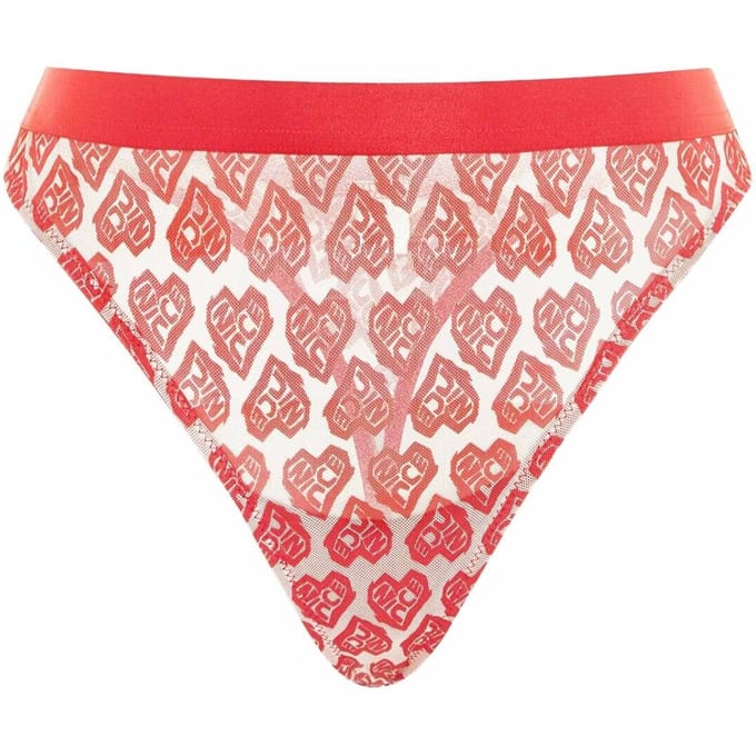 Nicce Contrasterende Wit/Rode Dames AOP Hart String Ondergoed 211 2 15 10 0469