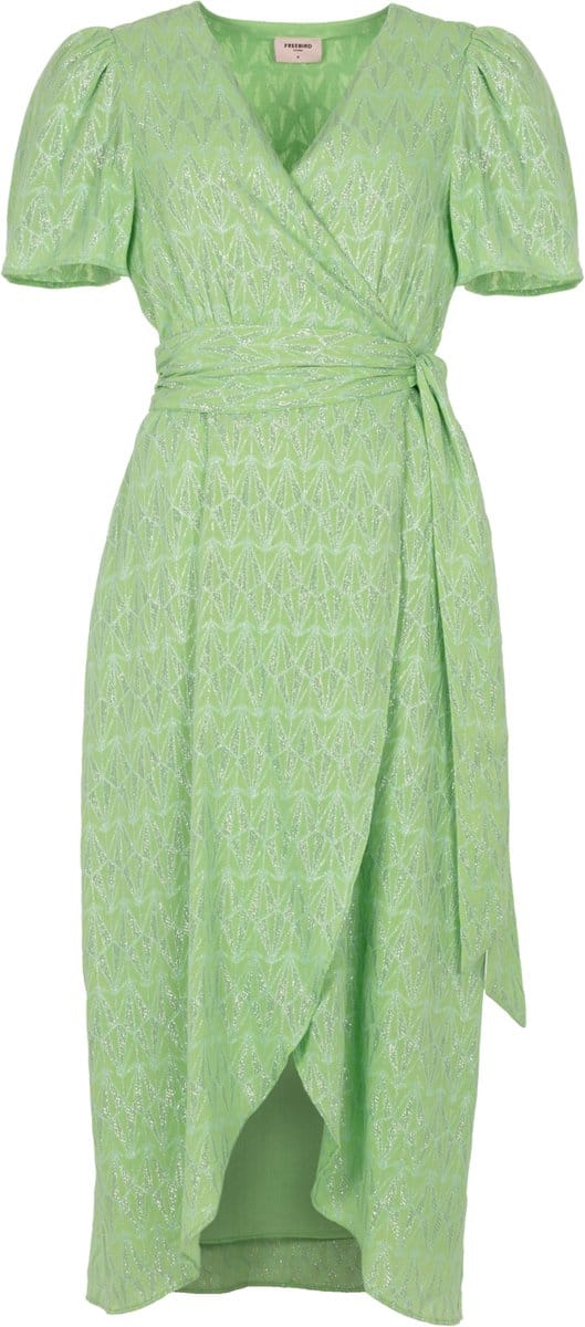 Freebird Blossom Ss Dames - Jurk - Groen - Maat XS