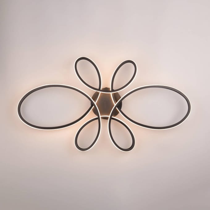Trio Lighting Fly LED plafondlamp, mat zwart, 3.000 K, 83 cm x 45 cm