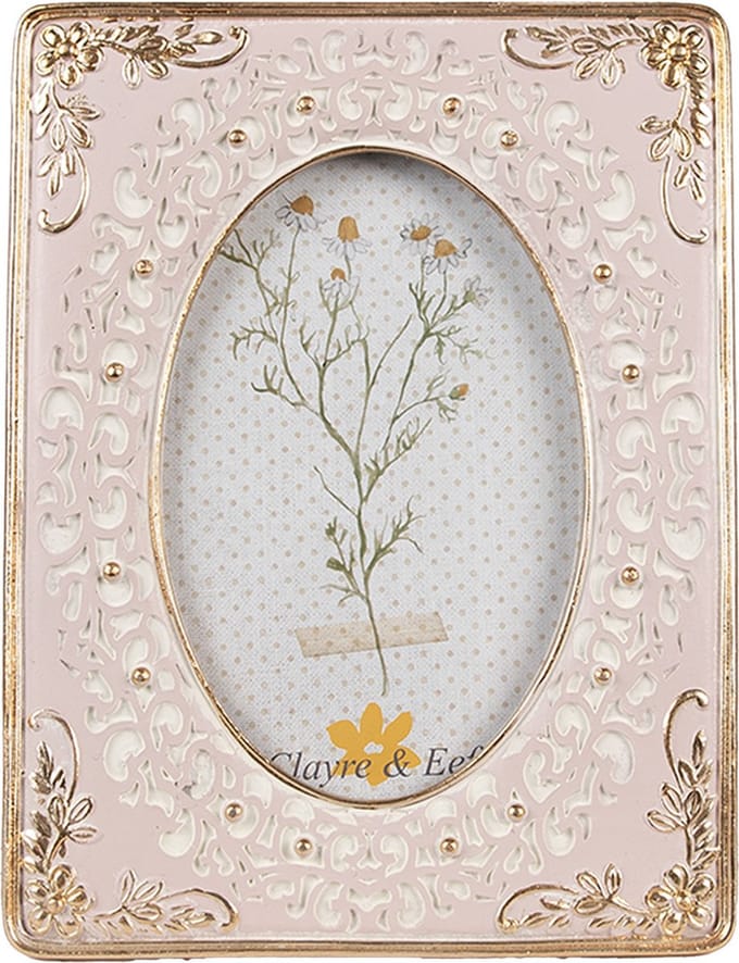 Clayre & Eef Fotolijst 10x15 cm Roze Polyresin