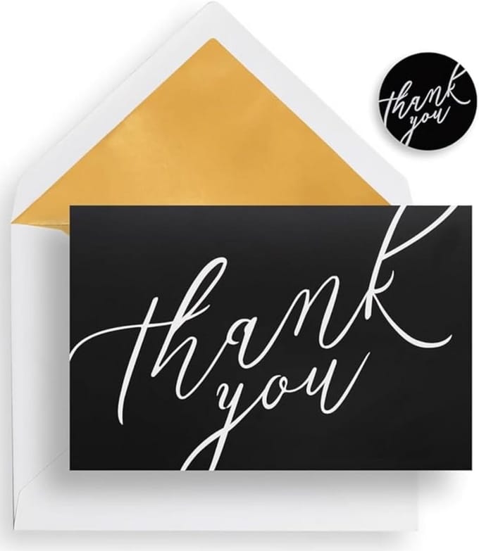 40 Luxe Bedankkaarten met Enveloppen in Wit en Goud Inclusief Stickers