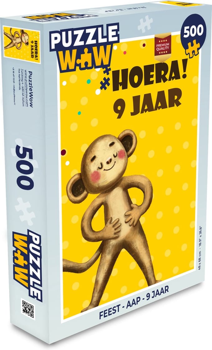 Puzzel Feest - Aap - 9 jaar - Legpuzzel - Puzzel 500 stukjes