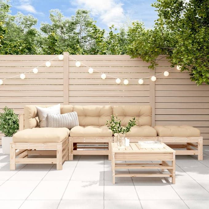 vidaXL - 6-delige - Loungeset - massief - grenenhout