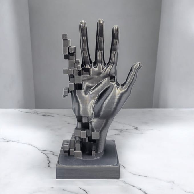 Layerzz - 3-D geprint beeld - Pixel Touch- abstract Handbeeld - woondecoratie 15cm