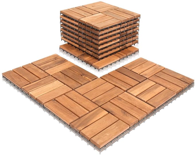 Houten Terrastegels Acaciabeuk 30x30 cm - 1m² Balkontegels met Drainage