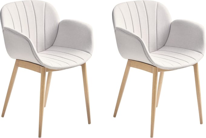 Alice - Eetkamerstoel set van 2 - Lichtgrijs - Polyester