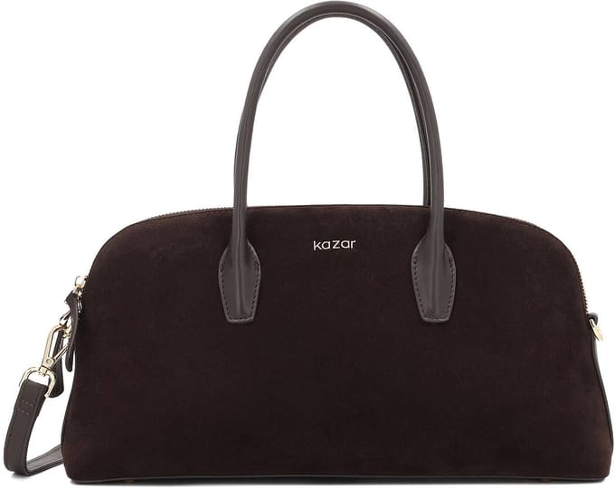 Suede brown handbag with handles
