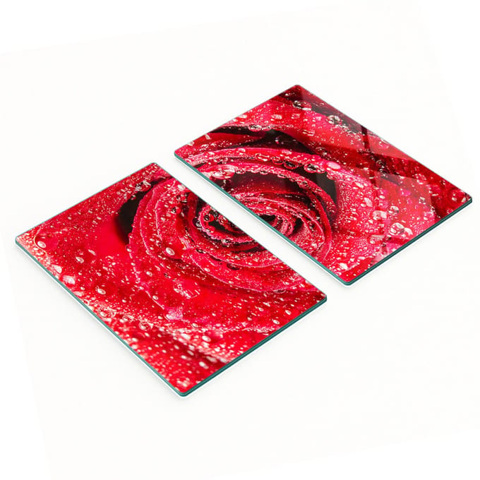 Keukenplanken van gehard glas met rozenwaterdruppelmotief, 2x40x52 cm