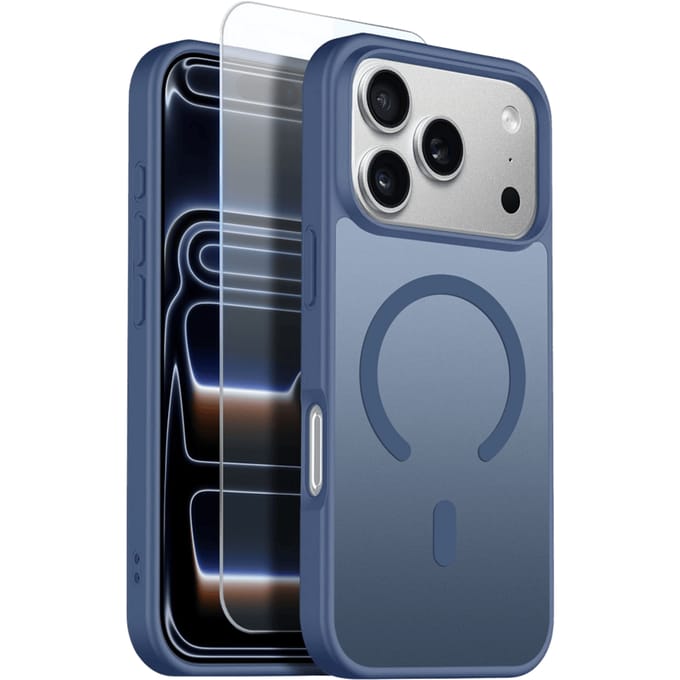 Northjo 2-in-1 iPhone 17 Pro Max Hoesje – Shockproof, MagSafe + Screenprotector Blauw