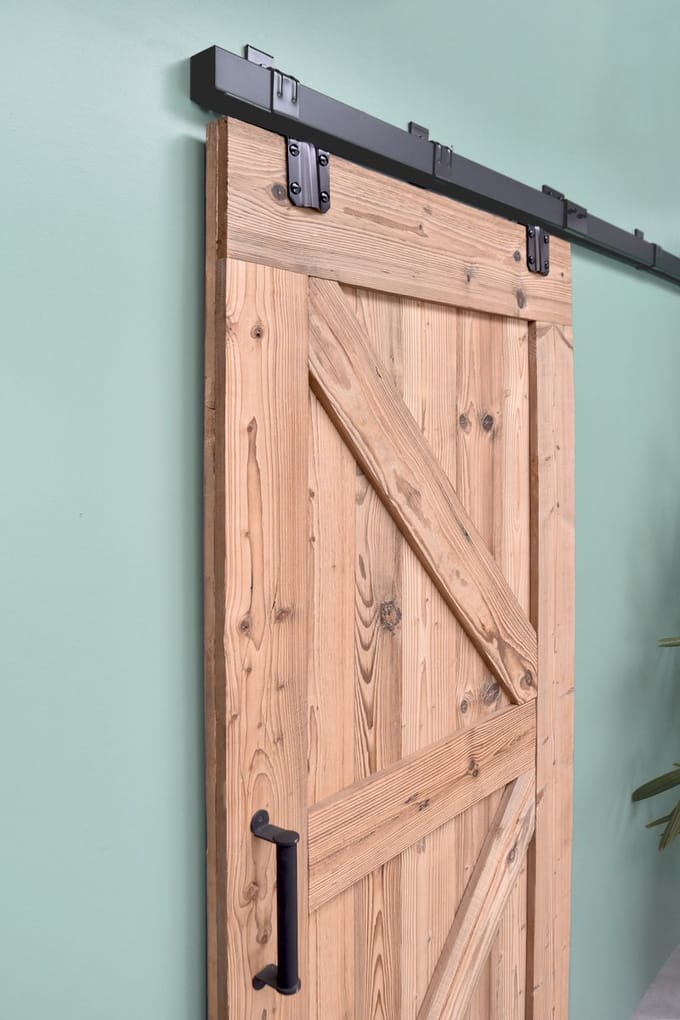Barnwoodweb Schuifdeursysteem Box Track - zwart - 200 cm - wandbevestiging