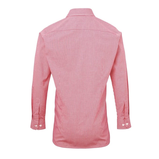 Premier Heren Gingham overhemd met lange mouwen (Rood/Wit)