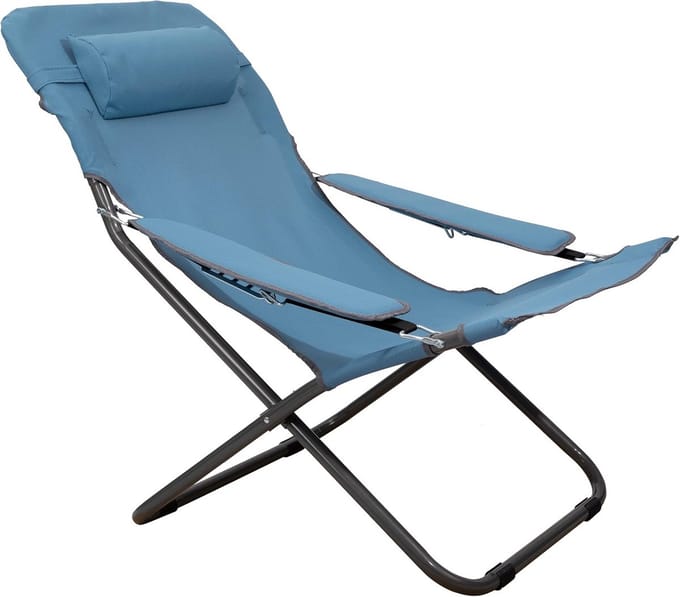 Opvouwbare Campingstoel met Verstelbare Rugleuning - Blauw