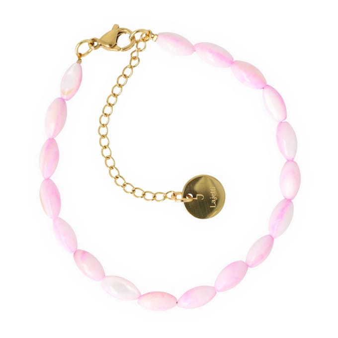 Lajetti - Schelpenarmbandje Paars Stainless Steel Gold Plated