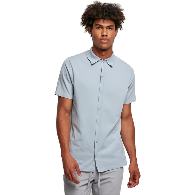 Urban Classics Overhemd -XS- Knitted shirt Blauw