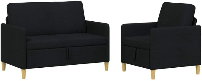 vidaXL - Sofa - Set - Met - Opslag - 2 - st - Zwart - Polyester