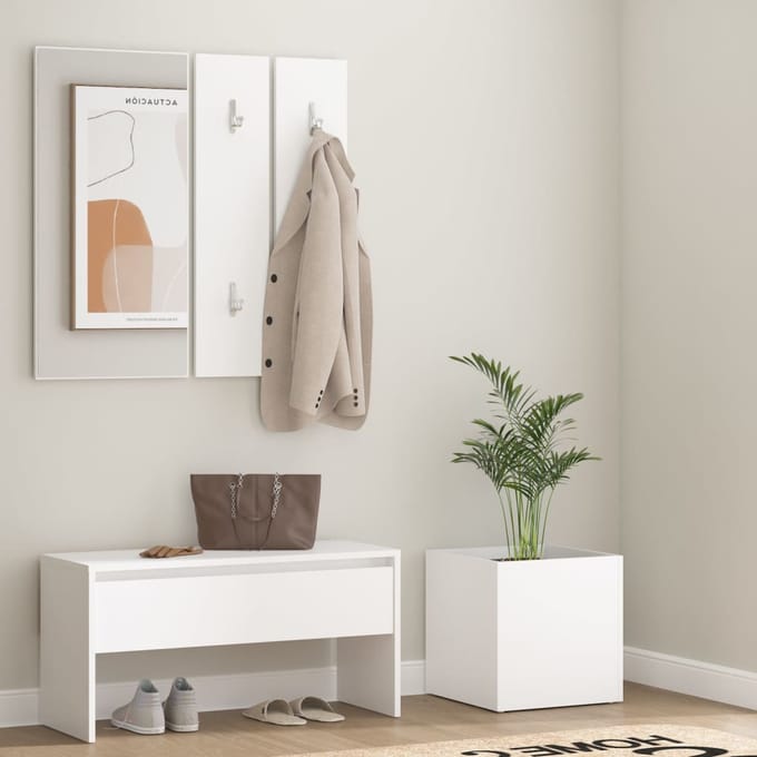 vidaXL - Garderobe - set - bewerkt - hout - wit