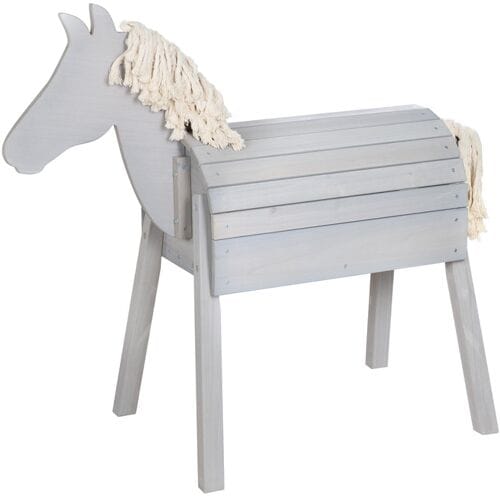 ROBA Houten speelpaard voor buiten (klein (48x110x96 cm), Grijs)