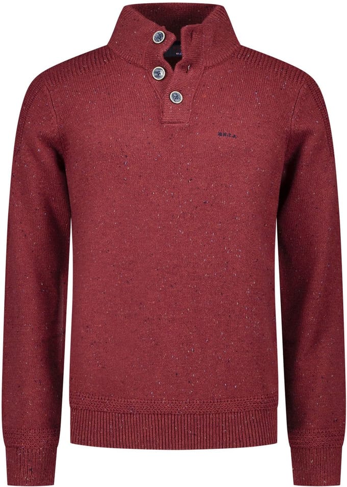 NZA - Rode half button trui