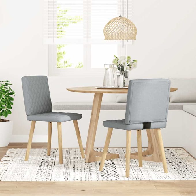 vidaXL - Eetkamerstoelen - 2 - st - stof - lichtgrijs