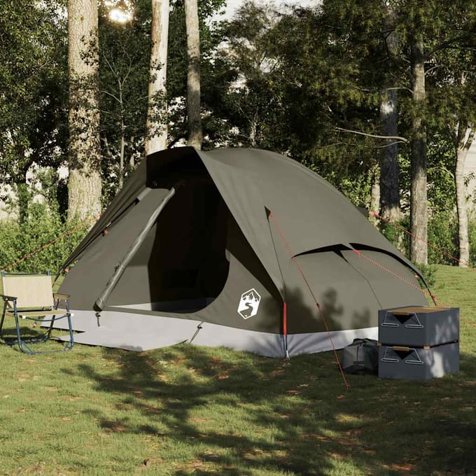 Tente de camping dôme pour 4 personnes Marron Imperméable