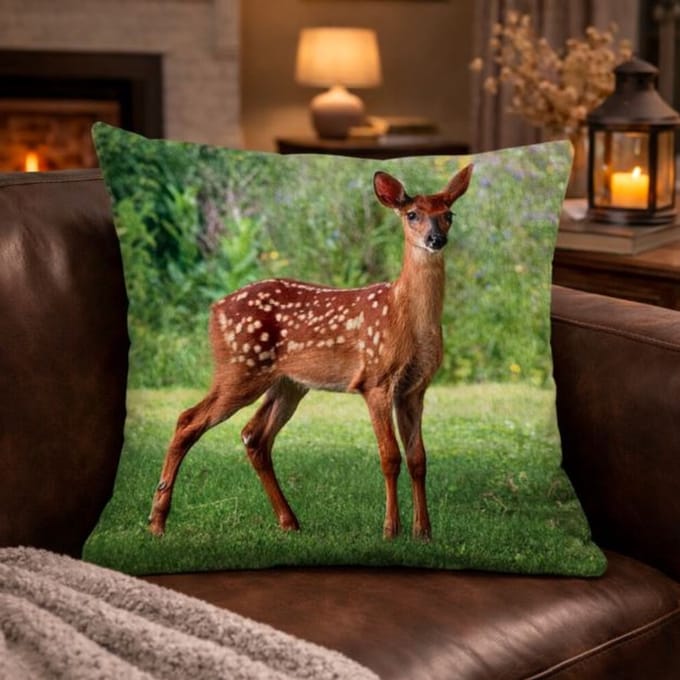 Canvas Woodland Deer Collection Kussenhoes - 45x45 cm