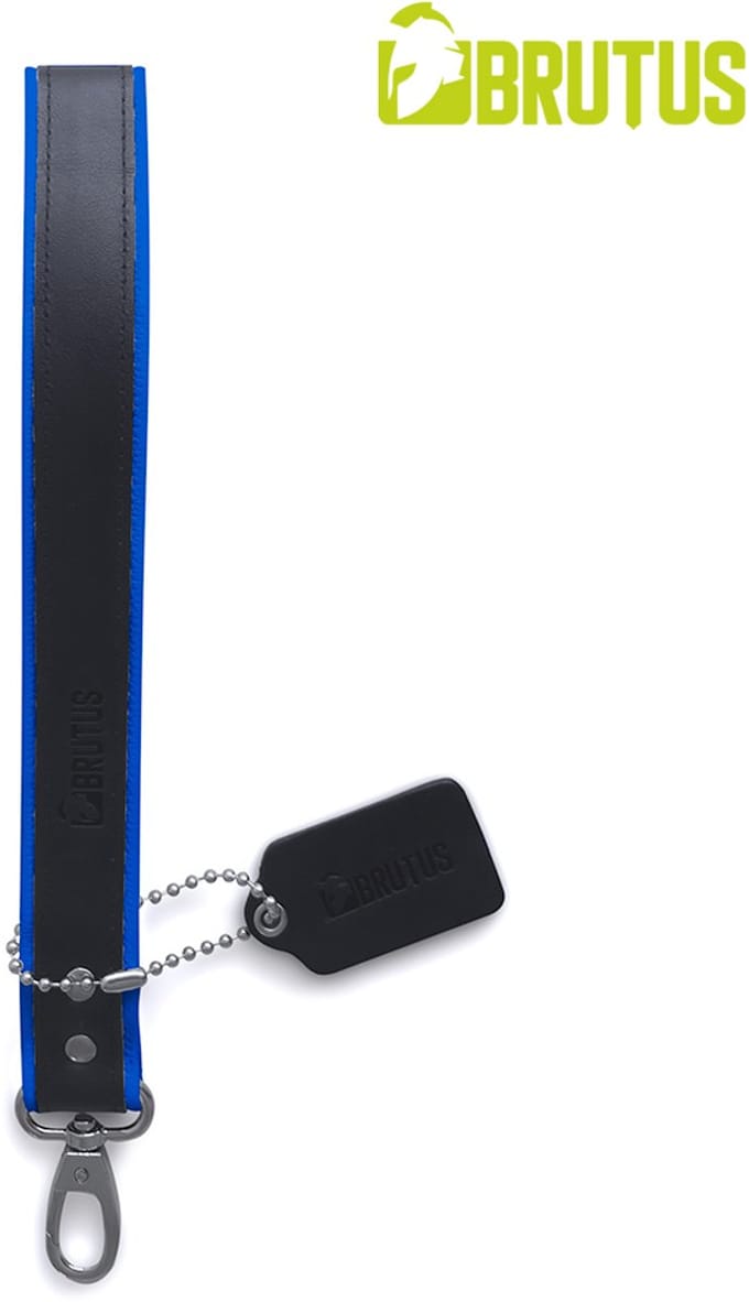Brutus - Korte Lederen Bondage Leash - Zwart/Blauw