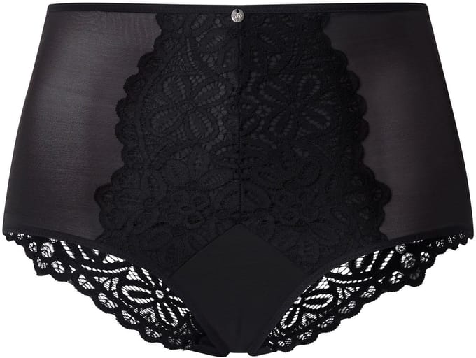 TruYou - Dames - Maxislip bloemen-kant microvezels - Zwart - Maat 58+