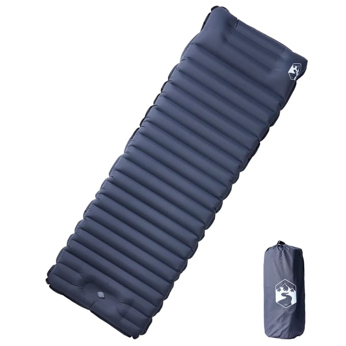 vidaXL - Kampeermatras - met - kussen - zelfopblazend - 1-persoons - grijs