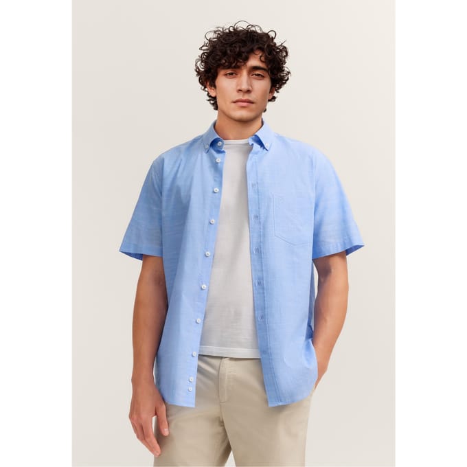 Bugatti Herren Overhemd met korte mouwen, modern fit, met button-downkraag