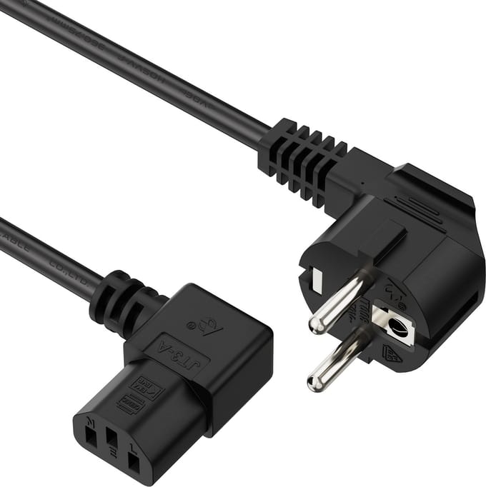 C13 apparaatsnoer - Haaks - Zwart - 2 meter - Allteq