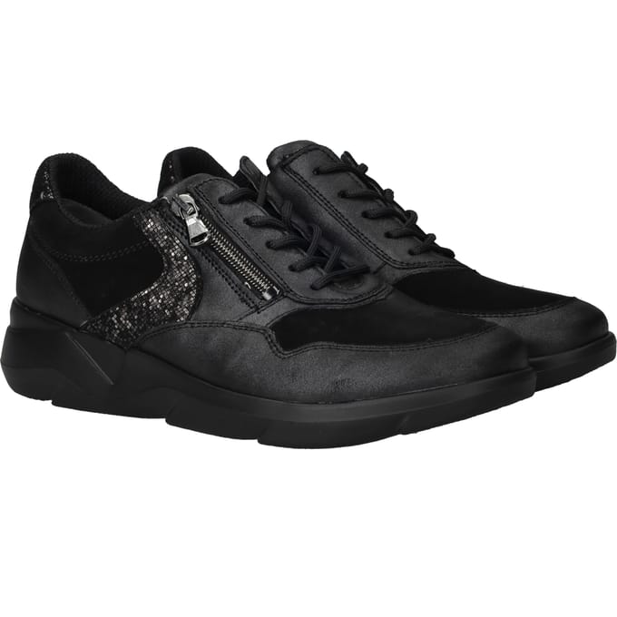 Waldläufer K Funky Sneakers - Leer - Dames - Zwart - Maat 37