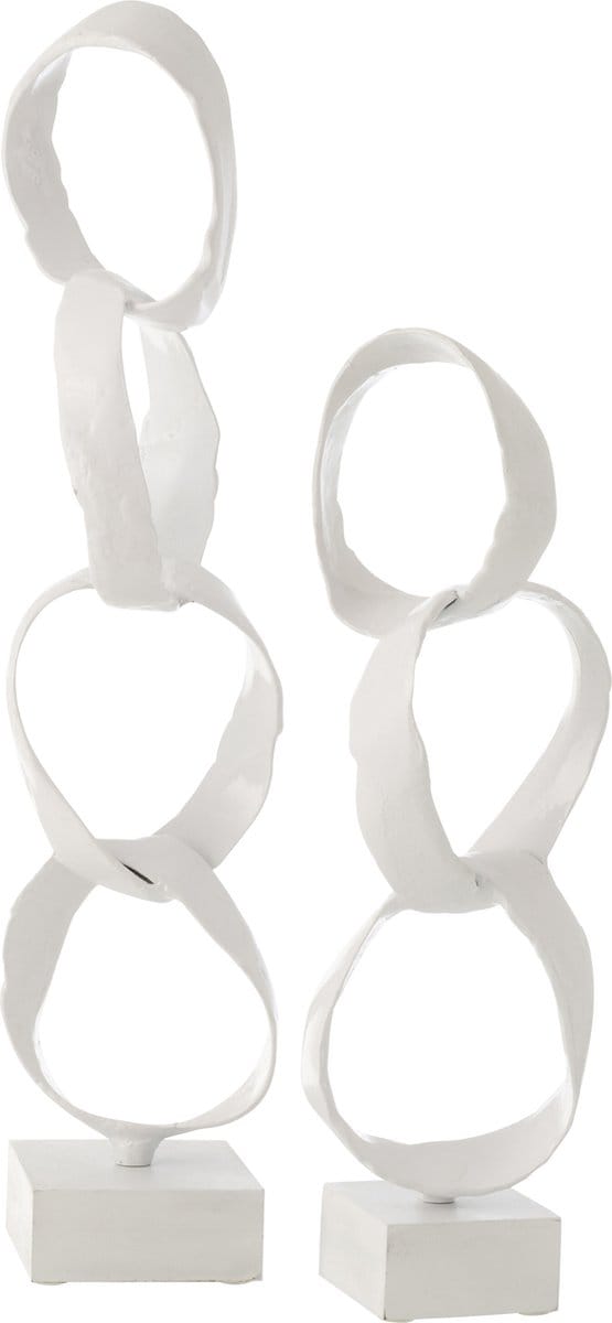 J-Line decoratie Figuur Ringen op voet - aluminium - wit - large