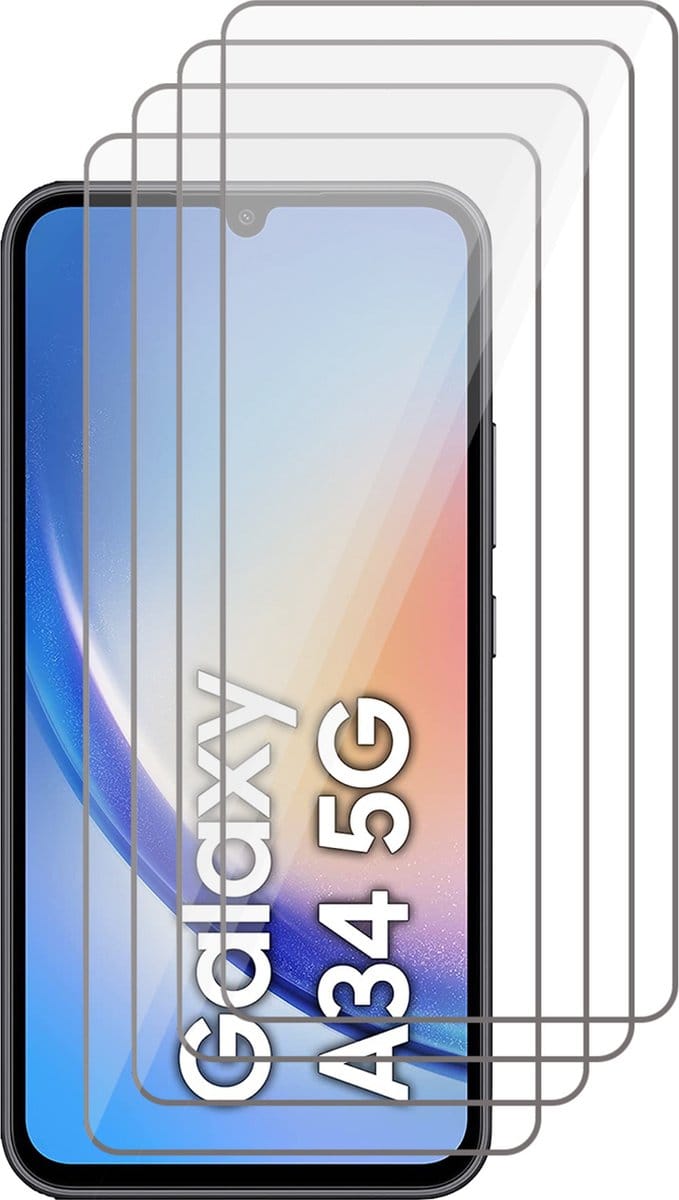 Screenprotector geschikt voor Samsung Galaxy A34 - Gehard Glas Beschermglas Tempered Glass Screen Protector - 4 Stuks