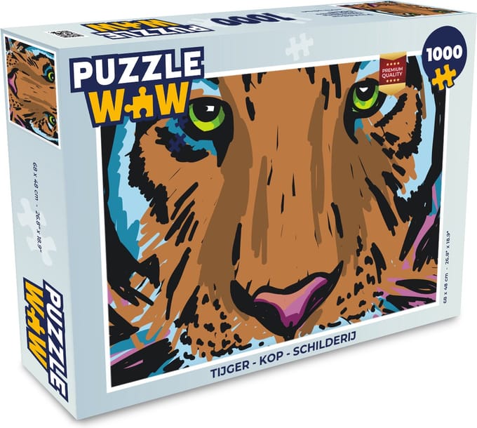 Puzzel Tijger - Kop - Schilderij - Legpuzzel - Puzzel 1000 stukjes volwassenen