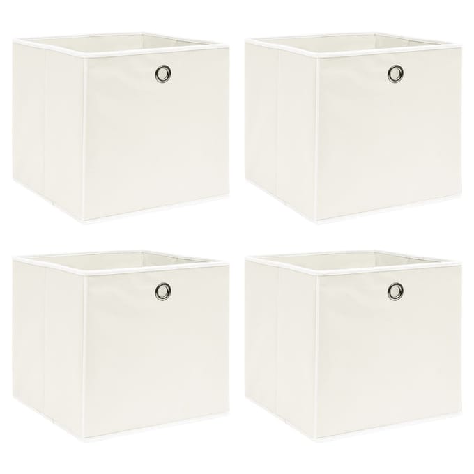 vidaXL - Opbergboxen - 4 - st - 32x32x32 - cm - stof - wit