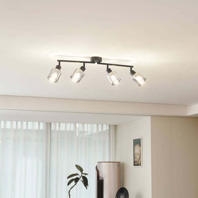Lindby - buitenspot - 4lichts - Glas, ijzer - H: 21 cm - E14 - rookgrijs, zandzwart