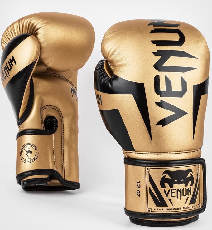 Venum Elite Bokshandschoenen Microfiber Goud Zwart - 10 OZ