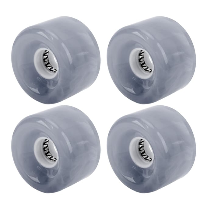 Lot de 4 Roues de Skateboard de Rechange Dureté 78A PU Translucide Clignotant Roue de Skateboard Longboard Roller Grise gris